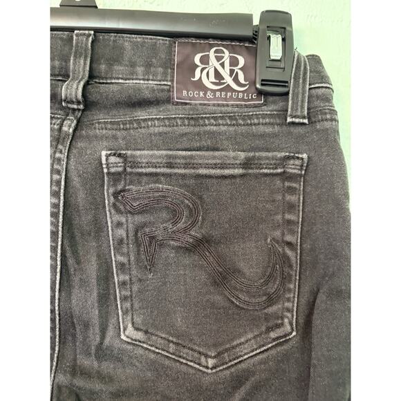 Rock & Republic Women’s 27 Black Skinny Low Rise Denim Stretch Jeans 25x30 - Picture 5 of 6